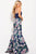 JVN59138 Two-Piece Floral Print Haltered Mermaid Gown