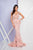 BEADED FLORAL APPLIQUE EVENING DRESS