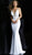Jovani - Gilt-Crisscross Detailed Plunging Mermaid Evening Dress 60232 In White