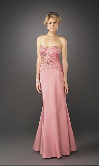 La Femme - Elegant Semi-Sweetheart Evening Gown in Embellished Bodice 12221 in Pink
