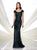 Montage by Mon Cheri - Sequined Scoop Neck Dress in Black and Green