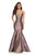 La Femme - 27638 Two Tone Metallic Jersey Mermaid Dress In Purple and Gold