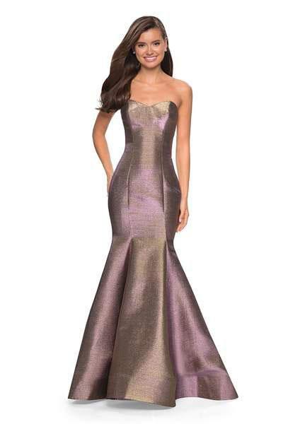 La Femme - 27638 Two Tone Metallic Jersey Mermaid Dress In Purple and Gold