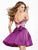 Tarik Ediz - Sleeveless Sweetheart Bow Accented Short Dress 90378 in Purple