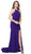 Nox Anabel - Q131 High Halter Georgette Mermaid Gown with Slit In Purple
