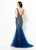 Montage by Mon Cheri - 219990 Beaded Lace V-neck Mermaid Gown In Blue and Gray