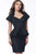 Jovani - 171598 Short Sleeve V-neck Sheath Dress With Peplum In Black