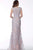 Jovani - 65636 V-Neck Embroidered Long Dress In Gray