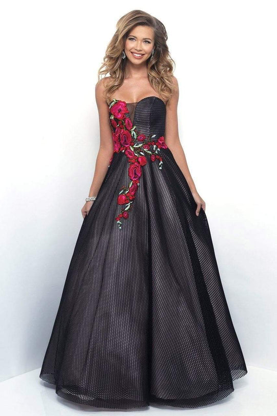 Blush - Floral Embroidered Sweetheart Ball Gown 5605 in Black and Multi-Color