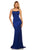 Sherri Hill - 52613 Long Scoop Neck Fitted Dress With Train In Blue