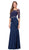 Dancing Queen - 2201 Floral Lace Fitted Prom Gown in Blue