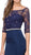 Dancing Queen - 2201 Floral Lace Fitted Prom Gown in Blue