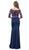 Dancing Queen - 2201 Floral Lace Fitted Prom Gown in Blue