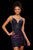 Sherri Hill - 52354 Deep V-neck Glitter Fabric Short Fitted Dress In Purple