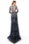 Jovani - 51548 Embellished Long Sleeve Bateau Sheath Dress In Blue