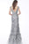 Jovani - 68064 Cap Sleeves Embellished Long Sheath Dress In Gray