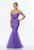 Terani Couture - 151P0107A Off Shoulder Pleated Mermaid Gown in Purple