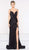Colors Dress - 2032 Fitted Plunging Dress with Slit in Black