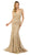 Nox Anabel - R216 Allover Lace Sleeveless Mermaid Dress In Gold