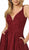 Nox Anabel - R218 Plunging V-neck Pleated A-line Dress In Red
