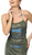 Nox Anabel - R273 Shimmering Halter Neck String Tie Back Mermaid Gown In Green and Gold