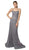 Nox Anabel - R273 Shimmering Halter Neck String Tie Back Mermaid Gown In Silver and Pink
