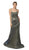 Nox Anabel - R273 Shimmering Halter Neck String Tie Back Mermaid Gown In Blue and Gold