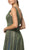 Nox Anabel - R274 Long Iridescent V Neck Gown with Train In Green and Gold