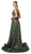 Nox Anabel - R274 Long Iridescent V Neck Gown with Train In Green and Gold