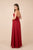 Nox Anabel - R275P Plunging V-neck A-line Dress With Slit In Red
