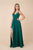Nox Anabel - R275P Plunging V-neck A-line Dress With Slit In Green