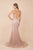 Nox Anabel - R282 Lace Embroidered Deep V-neck Trumpet Gown In Pink