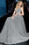 Jovani - 2090 Embellished Deep Halter V-neck A-line Dress In Gray