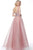 Jovani - 66156 V-Neck Beaded Tulle A-line Dress In Pink