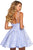 Sherri Hill - 52983 Plunging V-neck Brocade Short A-line Dress In Blue