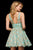 Sherri Hill - 52965 Ruched Plunging V-Neck Short Dress In Blue and Gold