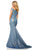 Sherri Hill - 52825 Off The Shoulder Fitted Glitter Evening Dress In Silver and Blue