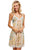 Sherri Hill - 52669 Beaded V-neck Short Fitted Dress In Neutral and Multi-Color
