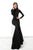 Jovani - 1459 Embellished Long Sleeve Trumpet Dress With Train In Black