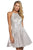 Sherri Hill - 52970 Short High Halter Neckline Glitter A Line Dress In Neutral and Silver