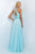 Blush - Beaded High Neck Chiffon Two-Piece A-Line Gown 11086 in Blue