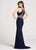 Ellie Wilde - EW118175 Ornate Illusion Paneled High Halter Gown In Blue
