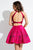 Rachel Allan Short - 4391 Two Piece Choker Style Mikado Short Dress in Pink