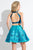 Rachel Allan Short - 4391 Two Piece Choker Style Mikado Short Dress in Blue