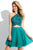 Rachel Allan Short - 4393 Two-Piece Halter Top Cocktail Dress in Green