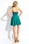 Rachel Allan Short - 4393 Two-Piece Halter Top Cocktail Dress in Green