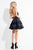 Rachel Allan Short - 4394 Halter Velvet and Lace Short Dress  in Black