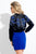 Rachel Allan Short - 4399 Jersey and Matte Satin Bodycon Dress in Black and Blue