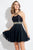 Rachel Allan Short - 4406 Halter Crisscross Chiffon Cocktail Dress in Black