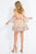 Rachel Allan Short - 4409 Off The Shoulder Embroidered Dress  in Neutral
